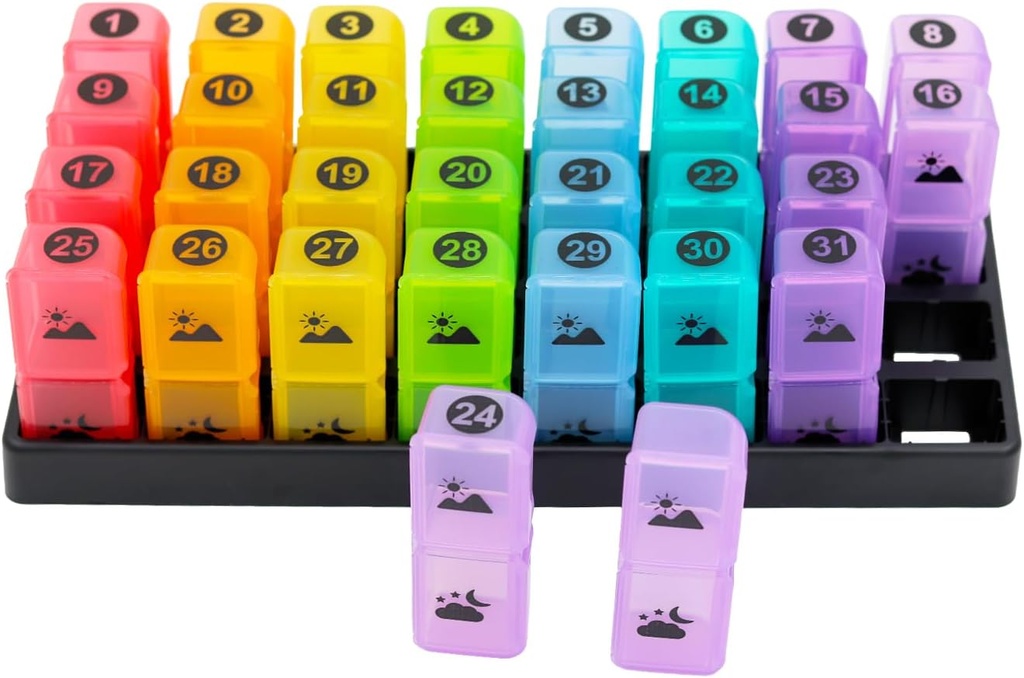 Månatlig Pill Organizer 2 gånger om dagen, en månad Pill Box AM PM, 31 Day Pill Case Två gånger om dagen för att hålla Vitamin och Travel Medicine Organizer, 30 Day Pill Organizer, 4 Week Pill Cases