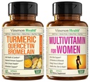 Quercetin med Bromelain & Turmeric Curcumin & Complete Multivitamin för kvinnor