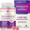 Magnesium Citrate Gummies | Extra Strength for Calm, Relaxation & Digestion | High Absorption Magnesium Gummies for Adults | Vegan, Non-GMO | Raspberry Flavor Mag Gummy | 60 Ct, 1 Month Supply