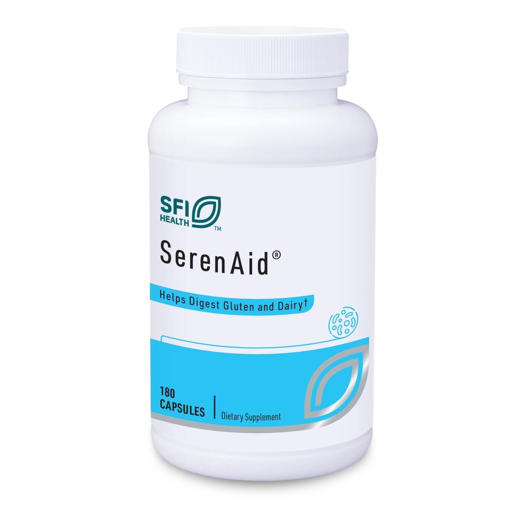 Klaire Labs SFI Health SerenAid - Vegetarian Multi Digestive Enzymes Supplement with DPP-IV Activity & Lactase - Enzyme Blend to Support Gluten & Dairy Breakdown - Främjar Digestion (180 kapslar)