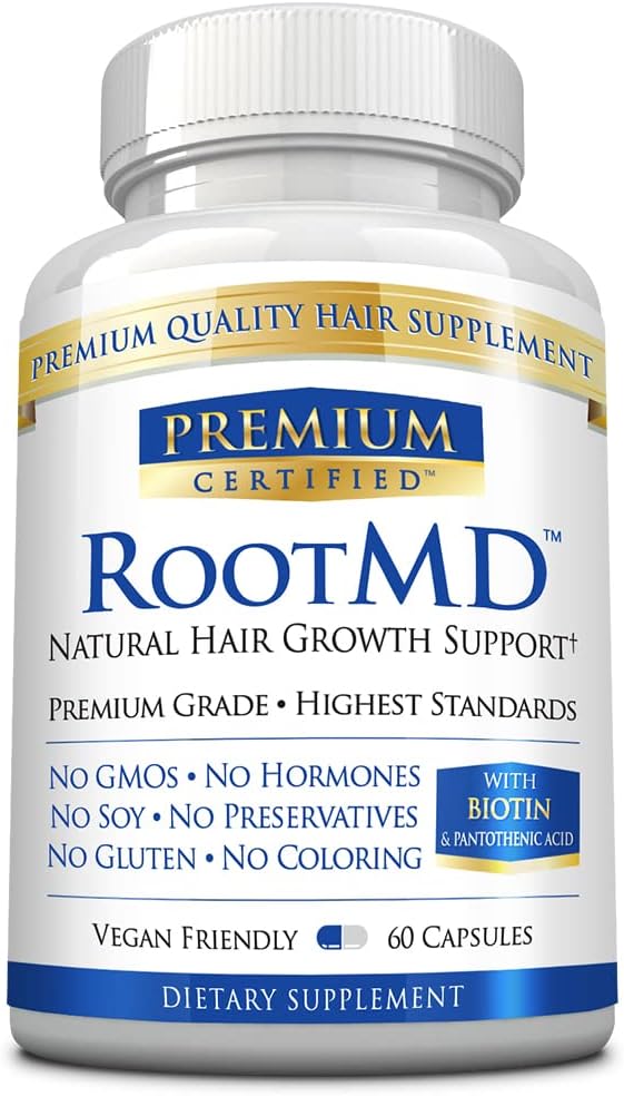 RootMD - Stimulera hårväxt, Rejuvinate Follicles, förbättra skalpcirkulationen - Biotin, koppar, Tocopherylacetat, Saw Palmetto - All Natural Vegan Friendly - 60 kapslar