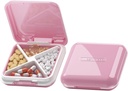 DUBSTAR Small Pill Case, Cute Pill Box - Travel Daily Pill Organizer, Portable Pretty Pill Container för Purse Pocket, Compact Medicine Holder för vitaminer, fiskoljor, kosttillskott (rosa)