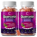 Quercetin Gummies - Quercetin med Bromelain, Vitamin C, Zink & Elderberry, Extra Strength Immune System Booster, Lung Support Supplement för vuxna barn - 60 Quercetin Gummies (2 Pack)