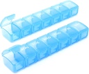 2 Packs Small Weekly Pill Organizer, Pocket Daily Pill Case Pill Box för Pills/Vitamin/Fish Oil/Supplements (Blå)