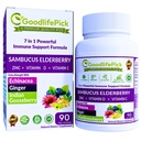7 i 1 Elderberry med ZINC, vitamin C, vitamin D, Echinacea, Ginger & Indian Gooseberry (Amla). Premium Elderberry Capsules 90 ct, All Natural, icke-GMO, Vegan, No Rice Powder, No-Gluten