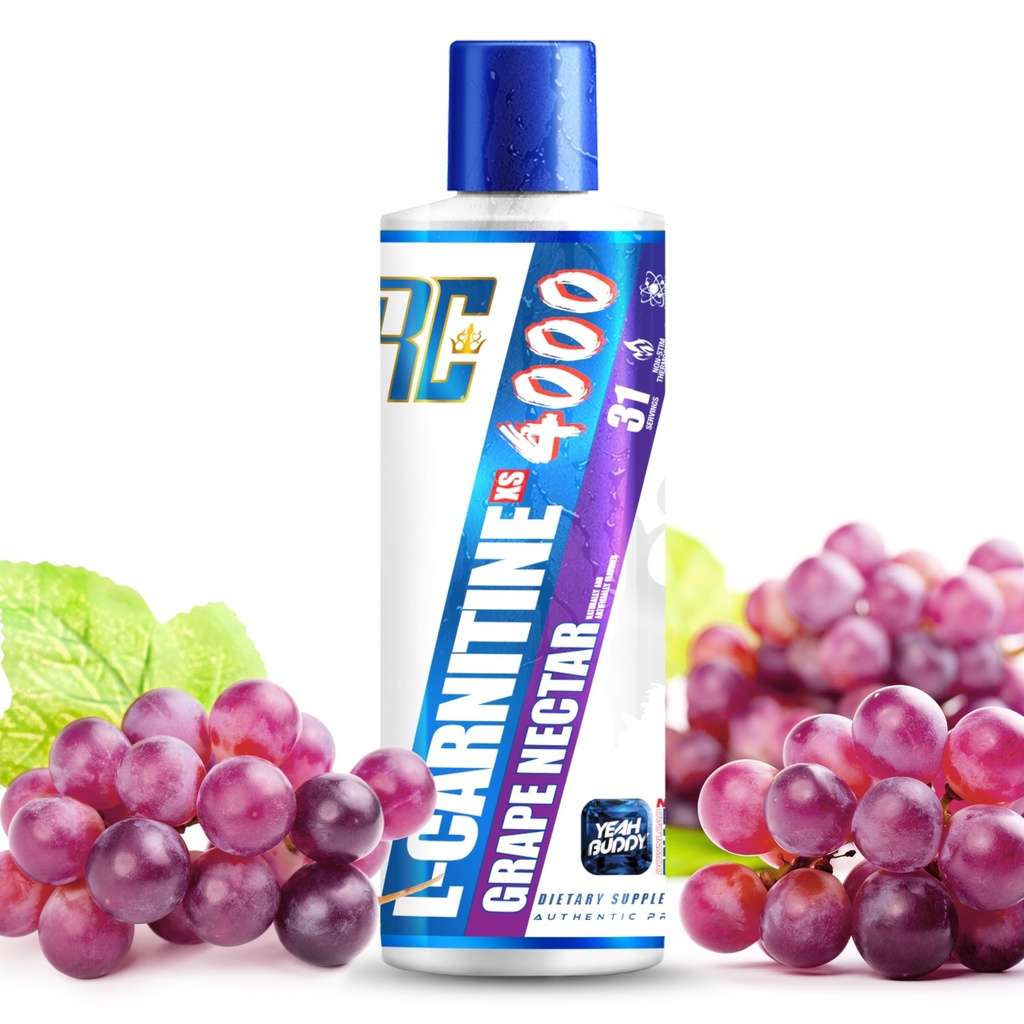 Ronnie Coleman Signature Series L Carnitine XS 4000 Liquid, Stimulant Free, Sugar Free, Zero Carbs, Lean Muscle Strength Support för Män & Kvinnor, 16 Oz (16 oz, Grape Nectar (4000)