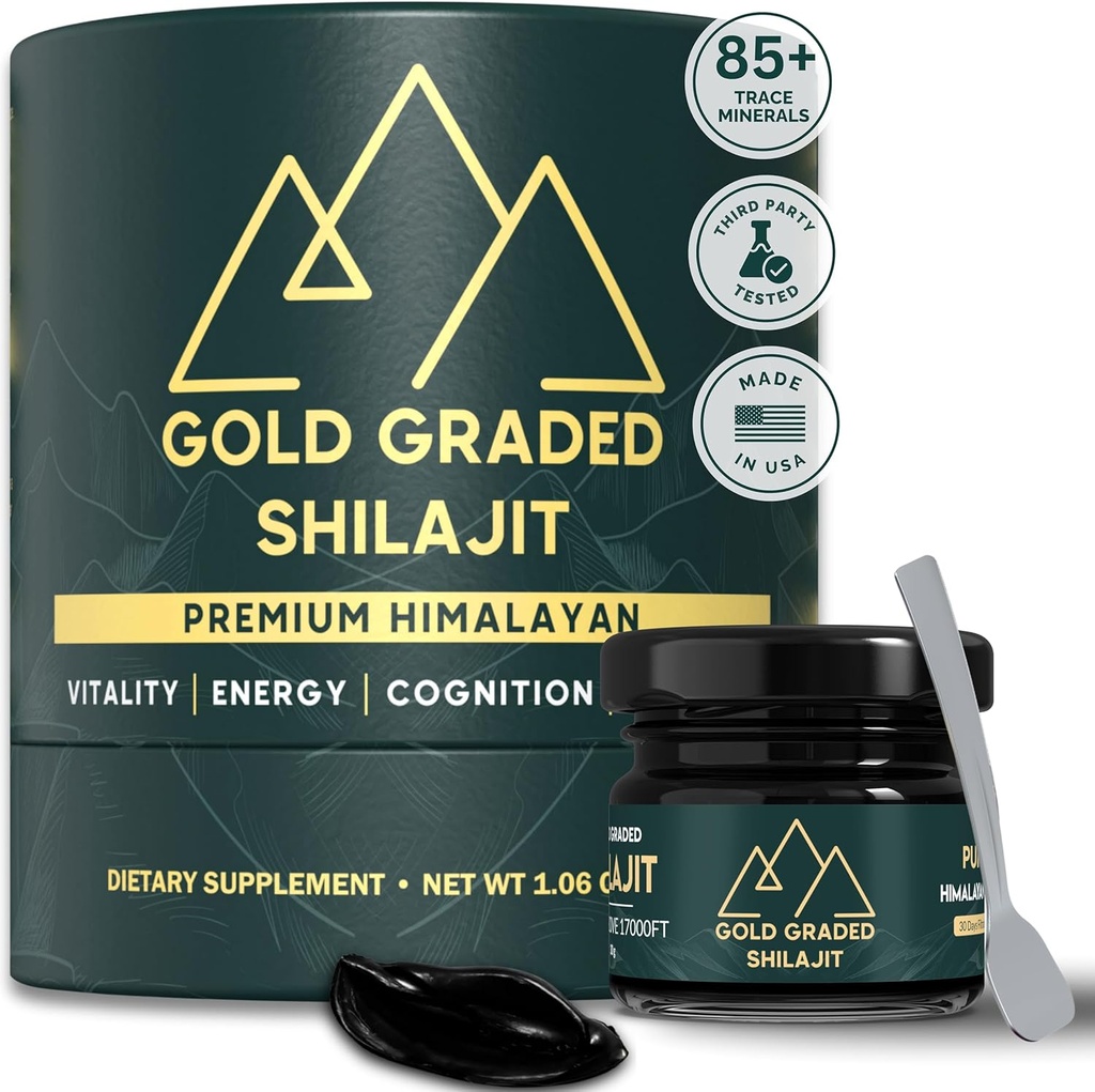 Shilajit Resin | 500mg High Potency, Shilajit Pure Himalayan Organic, 85+ Trace Minerals & Fulvic Acid | Shilajit för Energy & Immune Support | Gold Grade Shilajit, Shilajit för Män & Kvinnor | 30g