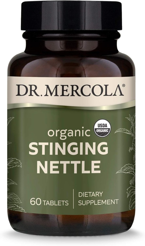 Dr Mercola Organic Stinging Nettle Dietary Supplement, 60 portioner (60 tabletter), icke GMO, Gluten Free, Soy Free, USDA Organic