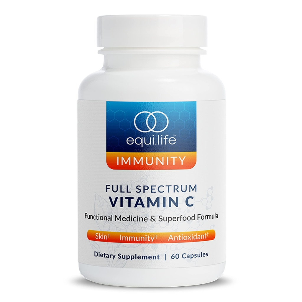 Equilife Full Spectrum Vitamin C Supplement med Quercetin, Hibiscus och Rutin, Plant Based Antioxidant Formel, Gluten Free, Soy och Dairy Free, Non GMO, Easy to Use, 60 Capsules