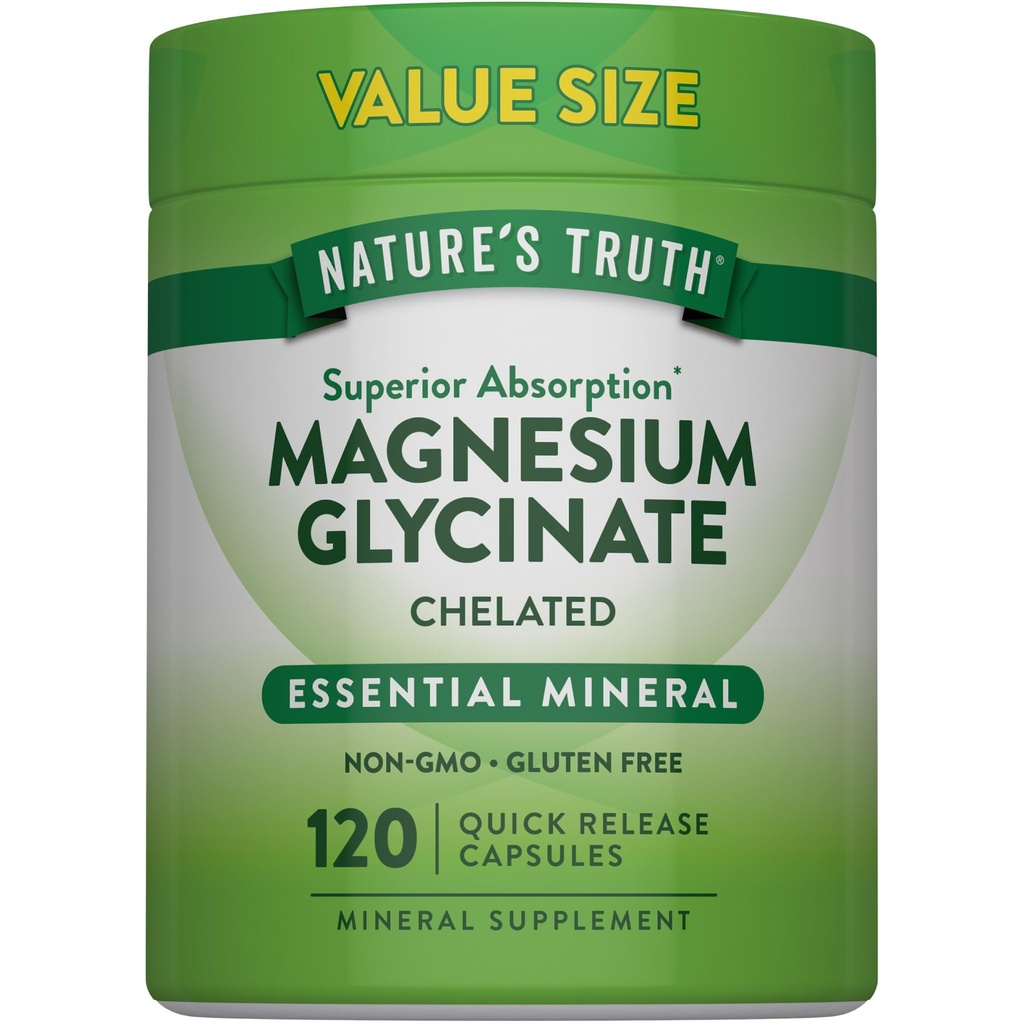 Naturens Sanning Magnesium Glycinate 200mg | 120 kapslar | Hög Absorption Chelated Magnesium | Non-GMO & Gluten Fri mineraltillskott