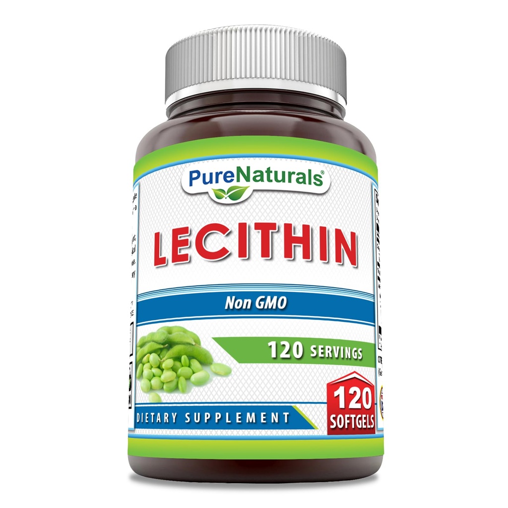 Rena Naturals Lecithin 1200 mg Softgels Supplement | Hög styrka | Non-GMO | Gluten Free (120 greve)