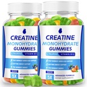 Kreatinmonohydrat Gummies 5000mg Kreatin för kvinnor och män 2 Packs, Kreatinmonohydratskugga för ökad fokus, muskelstyrka, 5g Kreatinmonohydrat per servering, sockerfri, Vegan