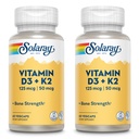 SOLARAY Vitamin D3 + K2, D & K Vitaminer för kalciumabsorption och stöd för hälsosamt kardiovaskulärt system och artärer, icke-GMO & No Soy