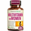 Multivitamin för kvinnor med metylerade vitaminer och chelated mineraler för energi, fokus och immunhälsa - Premium Daily Womens Multivitaminer och multimineraler - 60 kapslar