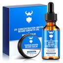 Beard Growth Oil & Beard Balm - Beard Growth Kit med 2X Concentration Biotin för män, naturliga ingredienser med Argan Oil, Jojoba Oil och Vitamin (Sandalwood)