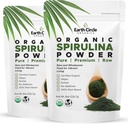 Earth Circle Organics Spirulina Powder, Kosher, Raw och Non-Irradiated | Pure Vegan Protein | Premium Energy Superfood, Hög i Aminosyror och Antioxidanter - (8oz - 2Pack)