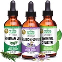 Botanic Choice Passion Flower, Rosemary Leaf, & Gymnema Sylvestre Extracts Bundle - Daglig Övergripande Wellness Kit för övergripande välbefinnande (1 fl. Oz. Varje)