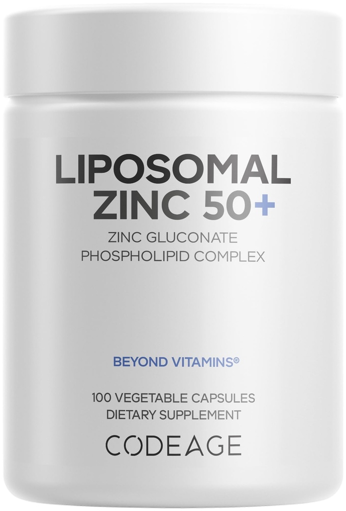 Kod Liposomal Zink Supplement - 3 månaders leverans - En per dag - 50 mg Zink Gluconate Vitamin Pills - Essential Mineral Supplements Zinc Plus Liposomal Delivery Matrix - Vegan Non-GMO - 100 kapslar