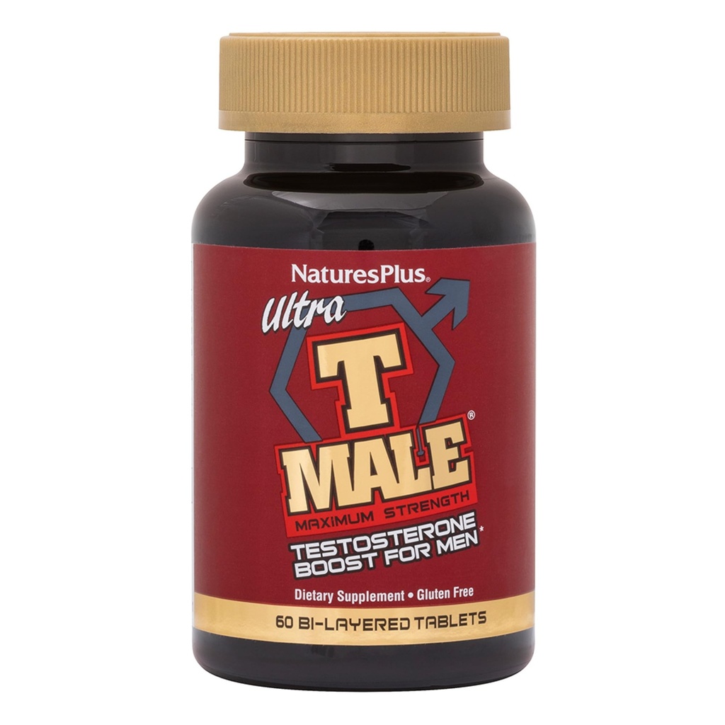 NaturesPlus Ultra T Male, Extended Release - 60 Bi-lagrade tabletter - Stöder Muscle Gain - Vegetarisk, Glutenfri - 30 portioner