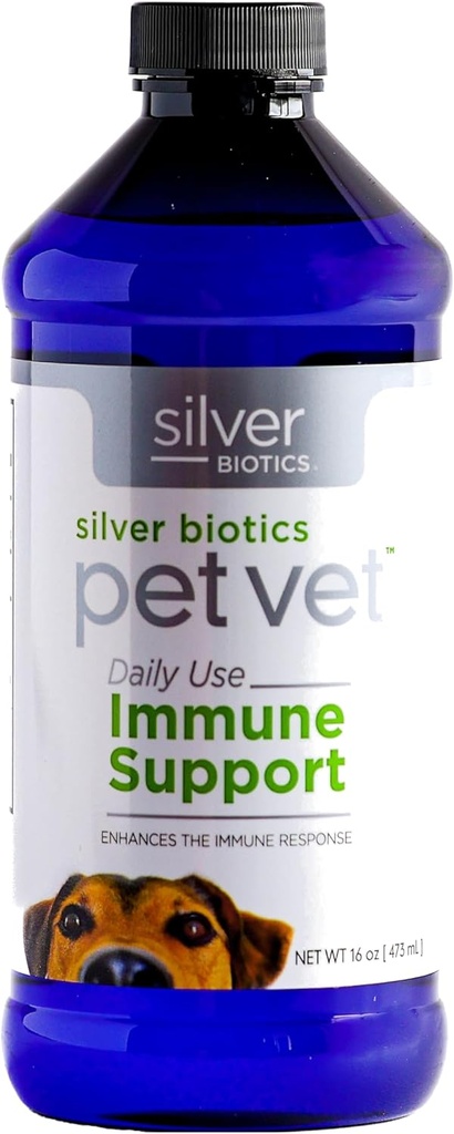 Silver Biotics Pet Vet Immune Support | Förbättrar immunsvaret hos husdjur | 16 Fl Oz