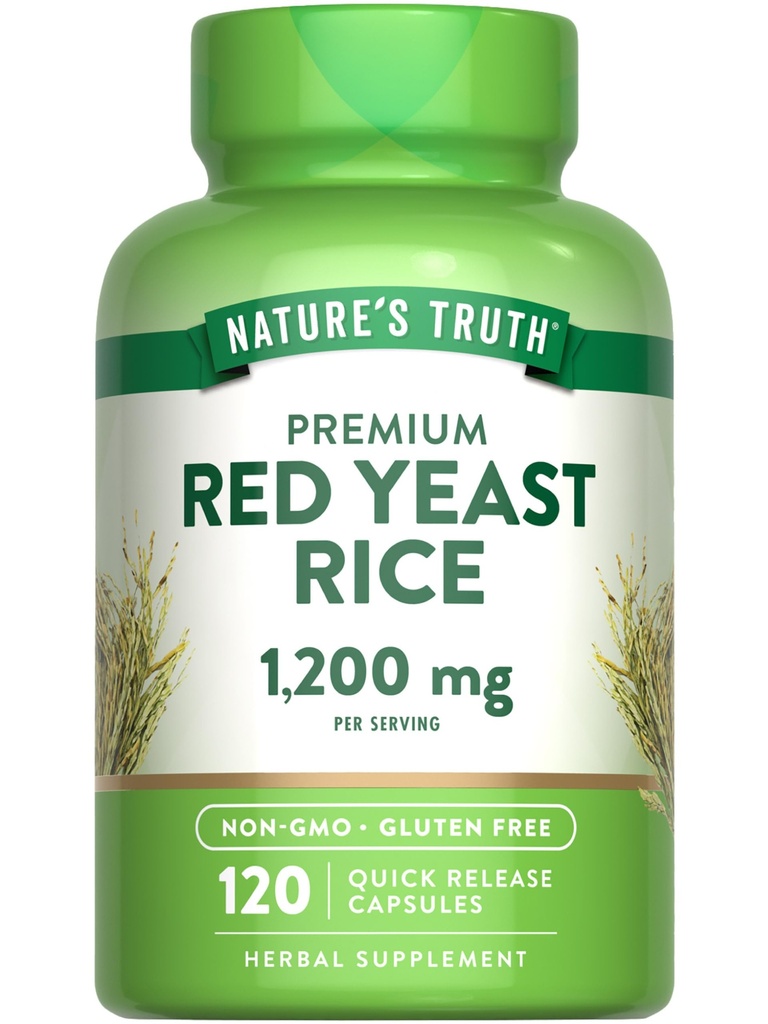Naturens Sanning Röd Yeast Rice kapslar 1200 mg | 120 greve | Icke-GMO & Gluten fri tillägg