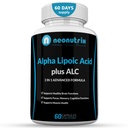 Alpha Lipoic Acid Plus Acetyl L-Carnitine Antioxidant Supplement ALA ALC för hälsosam hjärnfunktion och muskelstyrka, fokus, minne och kognitiv funktion för kvinnor och män - 60 kapslar av Neonutrix