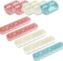 10 Pack (Weekly & Daily), 2 gånger om dagen (AM/PM) + 7-dagars Pill Organizer, Vitamin Planner, Large Capacity, Travel Pill Case för medicinering / vitaminer / fiskoljor / tillägg, rosa / vit / blå