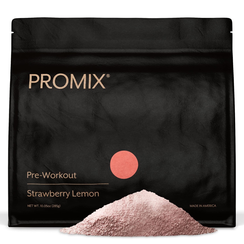 Promix Pre-Workout Powder, Strawberry Lemon – Boosts Focus, Energy & Endurance – With Caffeine, B12, Beta-Alanine & L-Tyrosine – Gluten & Dairy-Free, 10.05 oz