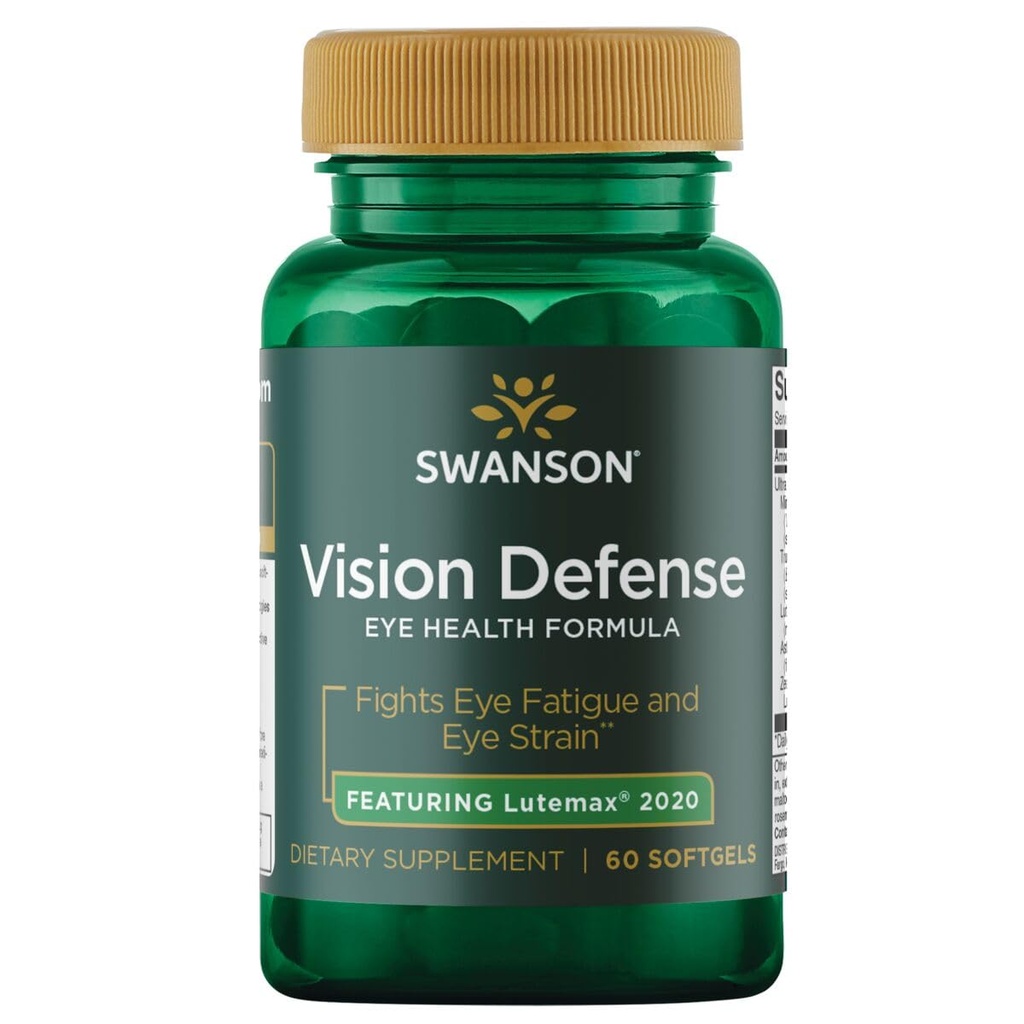 Swanson Vision Defense Antioxidant Vision Health Supplement Lutein Zeaxanthin Astaxanthin Broccoli Extract Bilberry Extract 60 Softgels Sgels