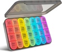 Greencycle Weekly Pill Organizer, 7 Day / 4 Times A Day Large Pill Cases Moisture-Proof Pill Box AM PM Medicine Organizer för att hålla vitaminer Fish Oil Compartments Supplements (Rainbow)