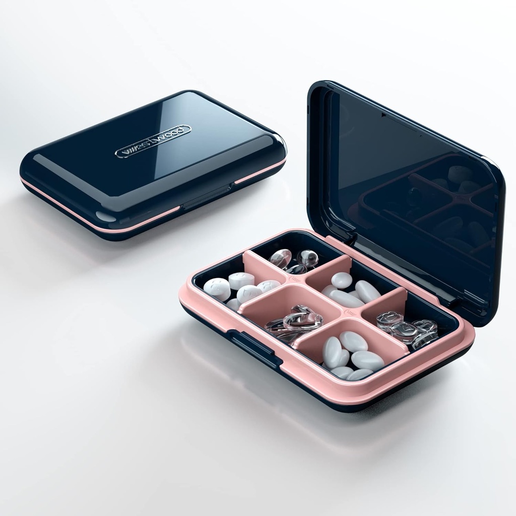 Travel Pill Case, Pill Box - Acedada Portable Pill Holder, Travel Pill Container Pill Carrier för Purse, Waterproof Compact Medicine Organizer Box, Blue