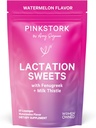 Rosa Stork Lactation Sweets Supplement, Breastfeeding Snacks med Fenugreek och Milk Thistle för att stödja bröstmjölk Supply - 30 Watermelon Candy Drops (Packaging May Vary)