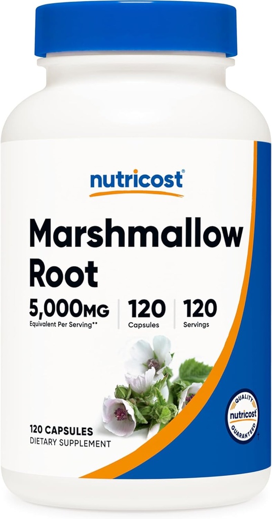 Nutricost Marshmallow Root 5000mg Equivalent, 120 Vegetariska kapslar - Gluten Free & Non-GMO - från 500mg av 10:1 Extrakt