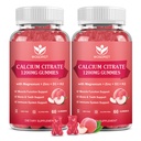 Calcium Citrate 1200mg Gummies med vitamin D3, K2 - Chewable Calcium Magnesium Zink d3 Tillägg med Sea Moss Extract för ben, tänder, immunstöd för kvinnor och män, Peach Flavor-60 Gummies (2Pack)