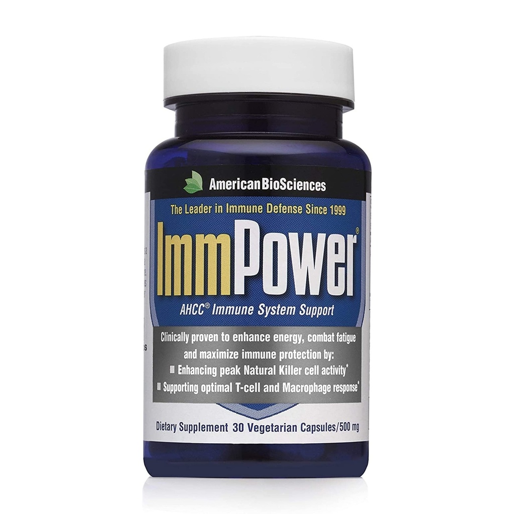 American BioSciences ImmPower AHCC Supplement, Vegetarian Capsules, Förbättrad immunsupport, Natural Killer Cell Activity och Cytokine Production, 500 milligram per kapsel (30 greve)