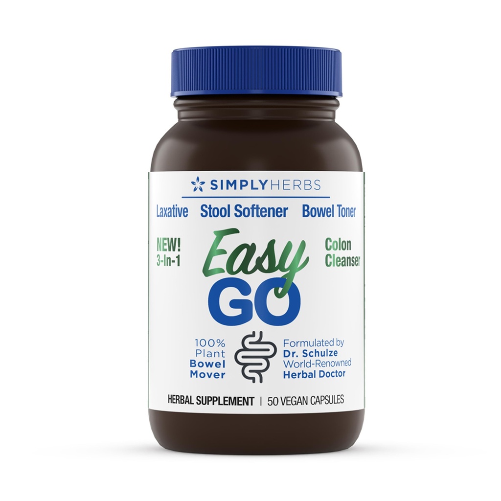 Dr. Schulzes Easy GO Bowel Mover - Formulerad Gentle Laxative, Colon Toner & Stool Softener | 100% Plant Natural Bowel Cleanse - Främjar regelbundna och kompletta tarmrörelser - 50 grevegan