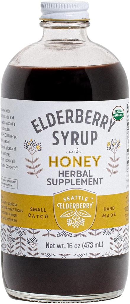 Syrup med rå honung - Utsökt, glutenfri växtbaserade tillskott med potent immunfördelar tillverkade av endast organiska ingredienser i små bänkar i USA - 16oz