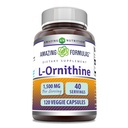 Fantastiska Formler L-Ornithine 1500 Mg Per Serving Veggie Capsules Supplement | Icke-GMO | Gluten Free | Made in USA (120 greve)