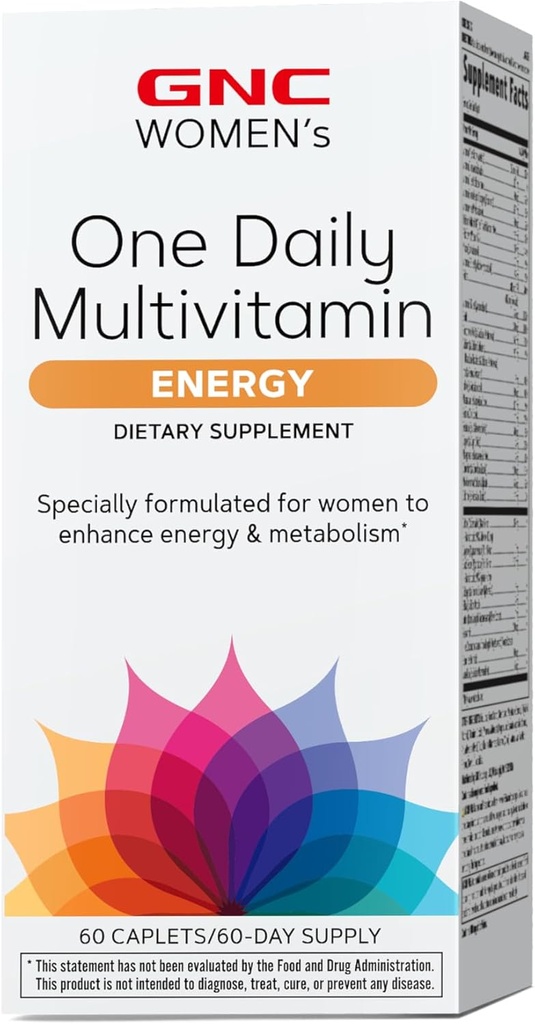 GNC Women's One Daily Energy Multivitamin, stöder immunhälsa och energiproduktion, 60 Count