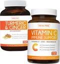 Bundle of Vitamin C Immune Support & Turmeric Curcumin - Dagligt stöd: Immune + Joint Health - Immune Support - Vitamin C med Zink (Non-GMO) & Turmeric Curcumin - Black Pepper Extract (Non-GMO)