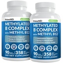 Metylerad B-komplex med Methylfolate och B12 Methylcobalamin 1000 mcg - Methylated Multivitamin för energi, hjärnfunktion och Wellness - Vitamin B-komplex för män och kvinnor (180 portioner, paket med 2)