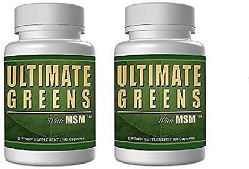 Daily Health, Ultimate Greens med MSM 360 Capsules, 1925mg Vegan Friendly Whole Food Superfood Supplement Non GMO Gluten Free Alkalizing Nutrients 2 månader Supply