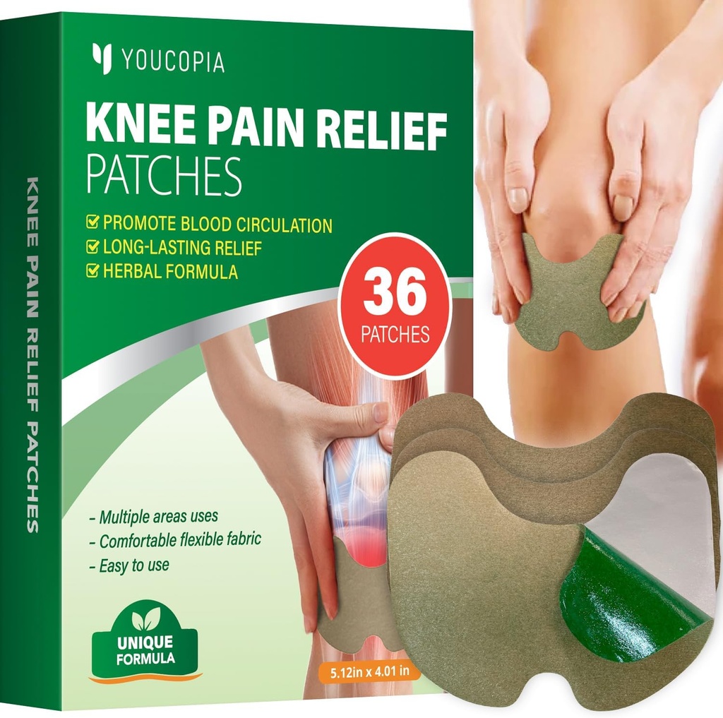 YouCOPIA Knä Smärta Relief Patches: 36 Greve Natural Herbal Relieving Paste för långvarig muskel och gemensam lättnad - Mugwort Arthritis Heat Patches Kit
