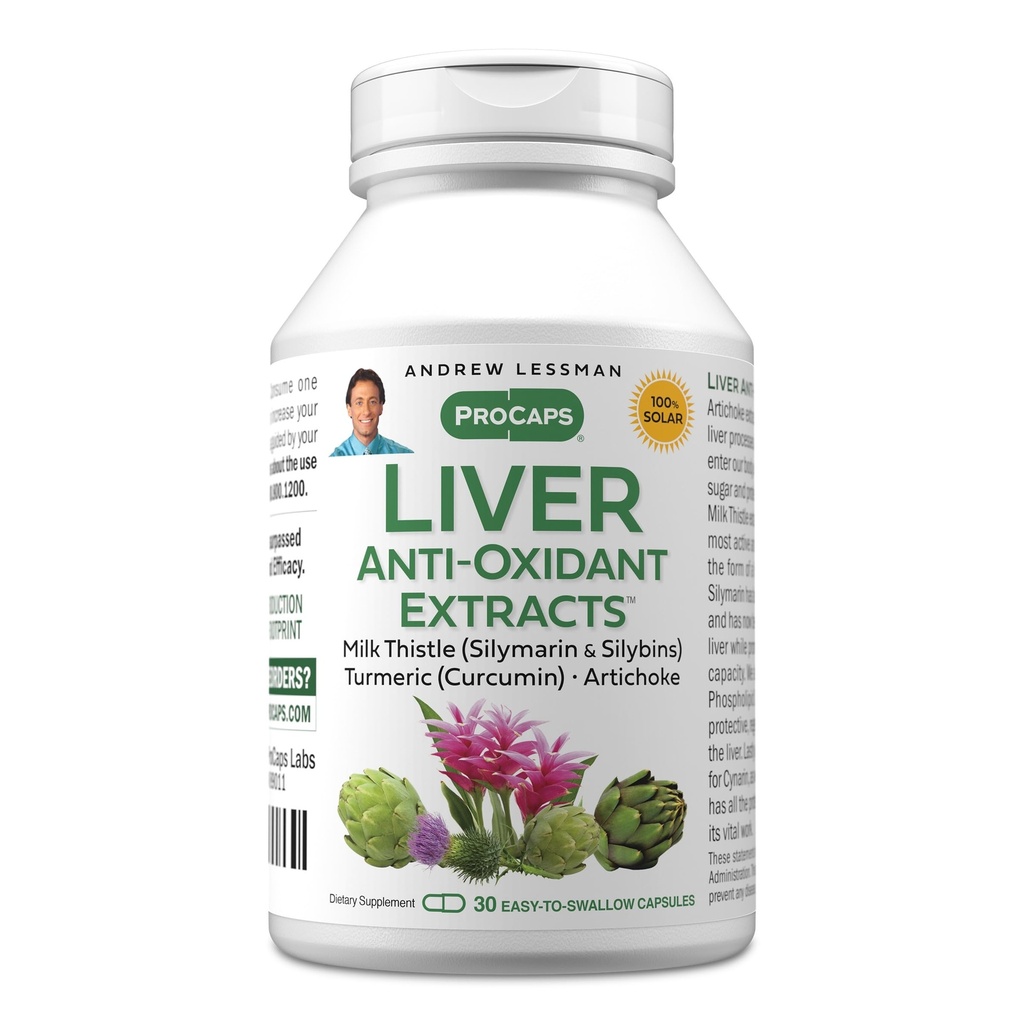 ANDREW LESSMAN Liver Anti-Oxidant Extracts 30 Capsules - stöder de hårda problemen i levern, främjar optimal leverhälsa och funktion. Milk Thistle, Turmeric och Artichoke Extracts
