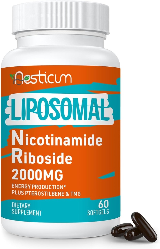 2000 MG Liposomal Nicotinamide Riboside Supplement med TMG & Pterostilbene, Superior till Niacinamide för energi, immunitet, ålder motstånd, 60 Softgels