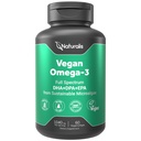 Naturalis Vegan Omega 3 DHA, EPA & DPA från Algae | Vegan Society Certified, Sustainably Sourced, True Full Spectrum | 60 Veggie Softgels (Carrageenan Free)