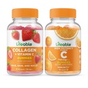 Livlig Collagen & Vitamin C + Vitamin C 750mg, Gummies Bundle - Great Tasting, Vitamin Supplement, Gluten Free, GMO Free, Chewable Gummy
