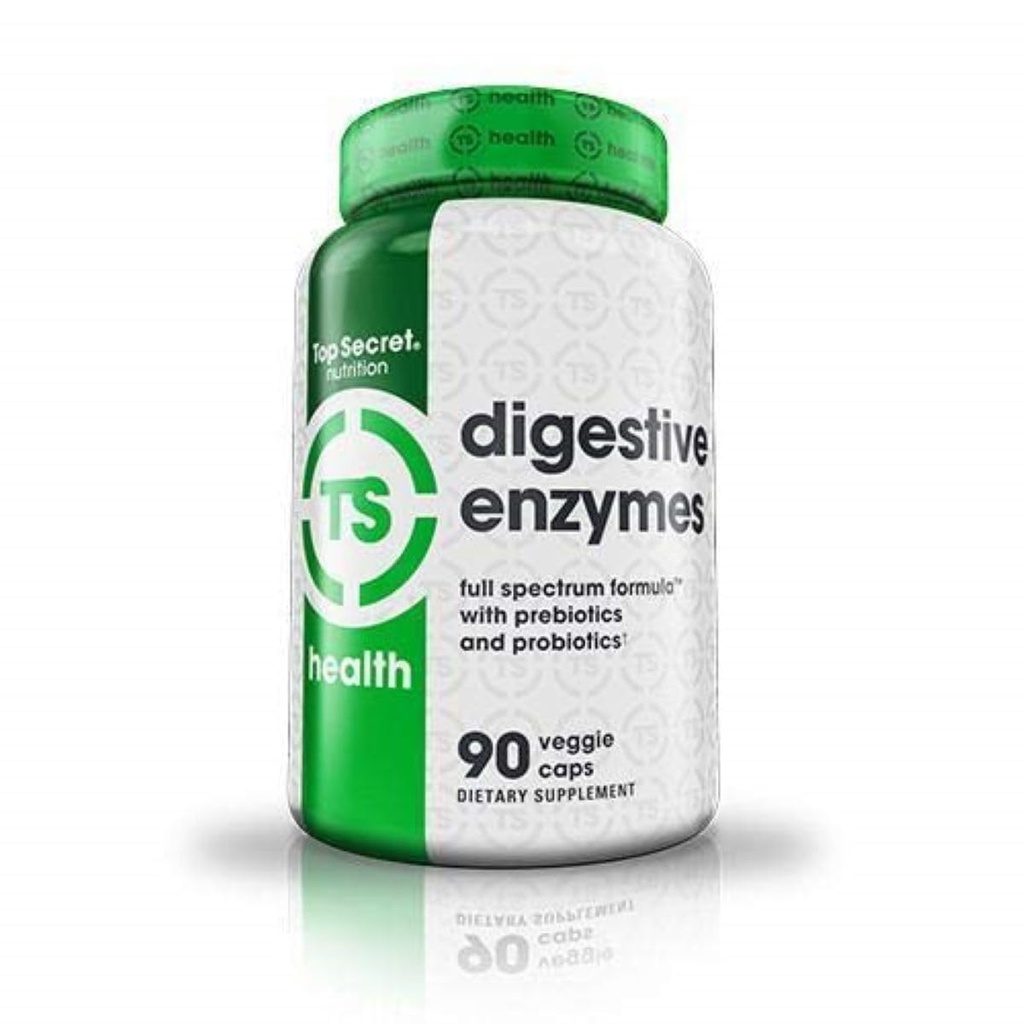 Top Secret Nutrition Digestive Enzymes | Full Spectrum Prebiotics & Probiotics | 10 Enzymer | för Gut Health, Bloating & Nutrient Absorption | 90 kapslar