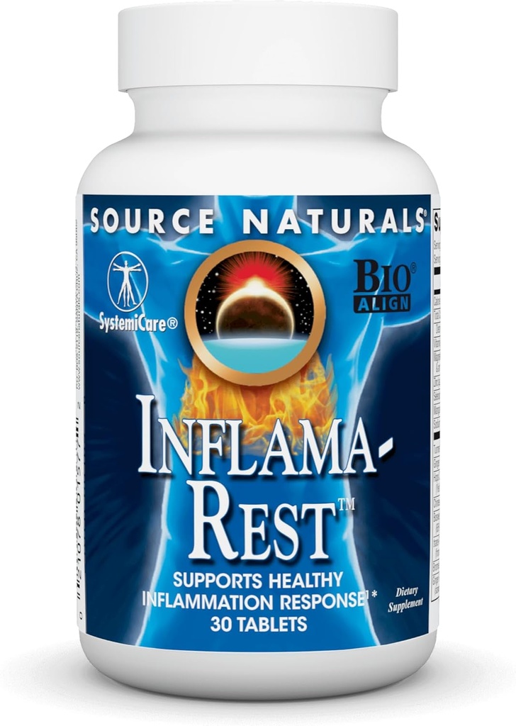 Källa Naturals Inflama-Rest - Herbal & Mineral Blend med gurkmeja, Boswellia, Ginger, Quercetin - Maximal Stress Relief & Relaxation - 30 tabletter
