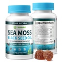 Vegan Ashwagandha Sea Moss Gummies - Black Seed Oil, Vitamin C & D för Immune Support, Digestive, Antioxidant 13 i 1 Bundle, Sea Moss Chlorophyll Avancerad styrka Formel 2Pack 120 Gummies